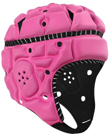 Topeter Casque de rugby ultra léger avec bandes réfléchissantes - Casque de protection souple pour football et sports de terrain - Rose