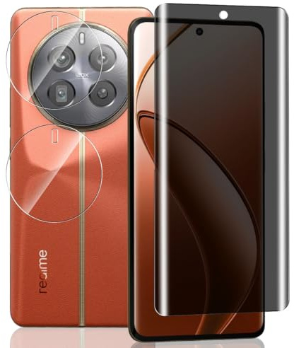 Yieehhow Privacy Protector Pantalla para Realme 12 Pro/12 Pro+, Incluye [2 Piezas] Protector Cámara y [1 Pieza] Anti Espía Cristal Templado, Sin Burbujas Vidrio Película para Realme 12 Pro/12 Pro+