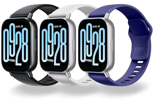 MONUARY 3 Correas de 22 mm para Redmi Watch 5 Active/5 Lite y otros relojes | Silicona suave y transpirable, pasadores de liberación rápida, asas estándar de 22 mm, para muñecas de 135–210 mm