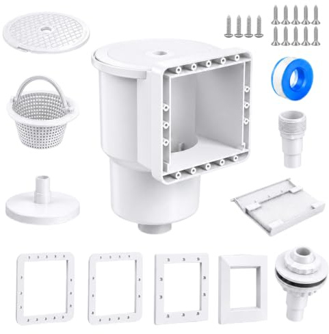Ensemble Skimmer de Piscine avec Skimmer intégré et Panier filtrant de Grand Volume, adapté aux piscines murales et Hors Sol