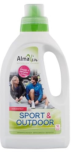 AlmaWin® Sportwaschmittel für Funktionskleidung 750ml entfernt effektiv Schweißgeruch - Membranfunktion-schützendes Funktionswaschmittel - Outdoor Waschmittel - Reisewaschmittel [20-40°C]