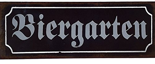 Crispe home & garden Blechschild BIERGARTEN Shabby Chic Nostalgie Antik Metallschild 13 X 36 cm