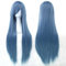 Fouriding 31 Army Blue Women's Long Straight Cosplay Party Wigs Hairpieces Hair Cap Lolita Style Anime Wig