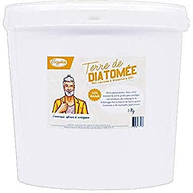 VOZYDEO Terre de Diatomée Blanche 5Kg Non calcinée/ Alimentaire E551 -100% Naturelle- Garantie sans additifs Idéale contre les puces, tiques, poux rouges, punaises de lit, etc...