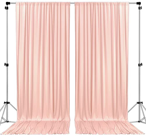AK TRADING CO. 3 m x 2,4 m Polyester-Hintergrund Vorhänge mit Stangentaschen – Hochzeitszeremonie Party Zuhause Fensterdekoration – Blush Pink