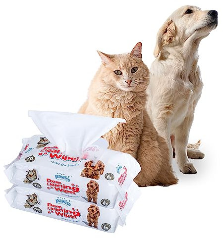 PAWISE Pet Grooming Wipes 140 Count Deodorizing & Hypoallergenic Cleaning Wipes for Dogs & Cats (Pack of 2) All Natural Pet Wipes…