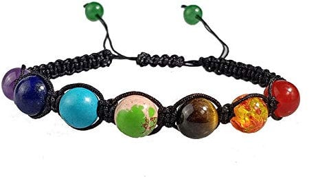 Stein Armband,Naturstein Armreif 7 Chakra 6 Mm Bunte Perlen Gewebt Armband Charm Armbänder Schmuck Für Anxity Männer Mädchen