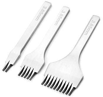 Perforadora de Cuero Acero 2/5/10 Juego de Herramientas de Punzón Perforado Juego de Cinceles de Costura de Cordones para Artesanías de Cuero Herramientas de Artesanía de Cuero (3.85mm)