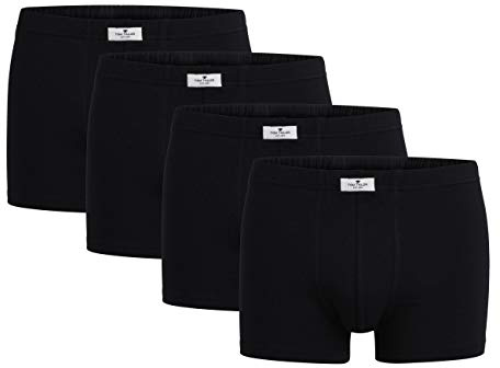 TOM TAILOR Boxershorts 4er Pack Herren Basic Unterhosen aus Baumwolle (schwarz-dunkel-Uni) 4