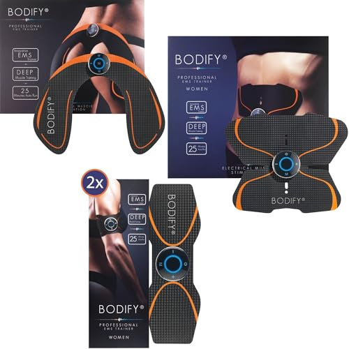 Bodify® 4in1 EMS Set - Für Bauch, Arme, Beine & Po - Zur gezielten Stimulation der Muskulatur - Ganzkörper Muskelaufbau - EMS Trainingsgerät - Unisex