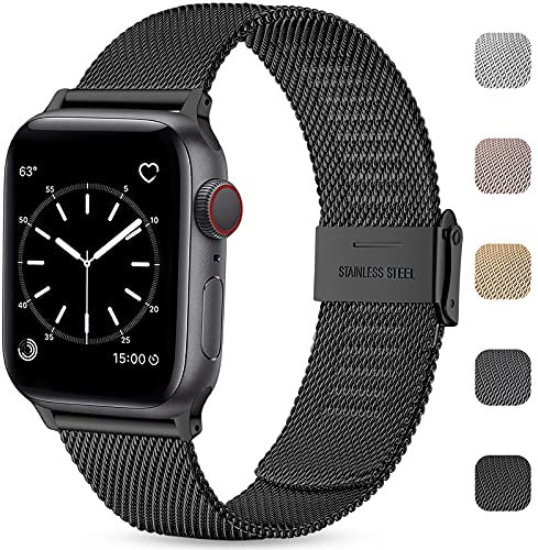 Wepro Ersatzarmband Kompatibel mit Apple Watch Armband 41mm 40mm 38mm 42mm, Mesh Geschäft Metall Uhrenarmband für Apple Watch SE/SE 2/Ultra/Ultra 2/Series 10 9 8 7 6 5 4, Schwarz