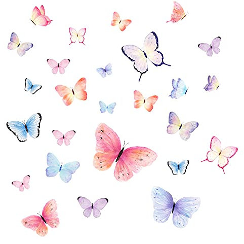 Little Deco Wandtattoo Wandaufkleber Wandsticker 32 Schmetterlinge Wanddeko Kinderzimmer Spielzimmer Schlafzimmer Wohnzimmer Flur Bad WC Kindergarten DL654