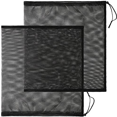 Shappy 2 Pack 19 x 20 Inch Large Pump Barrier Bag Black Pump Filter Fine Mesh Filter Media Bag with Drawstring for Pond Biological Filters Pond Submersible Outdoor Aquarium