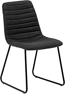 Woodkings 2X Stuhl Milton, Kufenstuhl, Stoff grau, Metall, Esszimmerstuhl modern, Designstuhl, Metallstuhl, Küchenstuhl (2er, Schwarz)