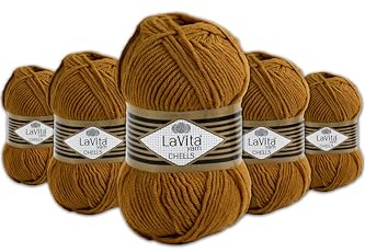 LaVita Yarn CHELLS Handstrickgarn, Wolle, 5 Stück, 100 % Acryl, 1 Knäuel, 100 g, 170 m (9537)