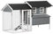 PawHut Hühnerstall Hühnerhaus mit Nistkasten Rampe Winterfest Hühnervoliere 2 Ebenen Gehege leicht zu reinigen Tannenholz Stahl Asphalt Grau 209,5 x 96 x 123 cm