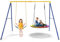 COSTWAY Portique Balançoire Extérieur en Métal avec 2 Balançoires, Balançoire Enfant Extérieur avec Cadre en Forme A & Cordes Réglables, Charge Max 300kg pour Adulte et Enfant de 3 Ans+