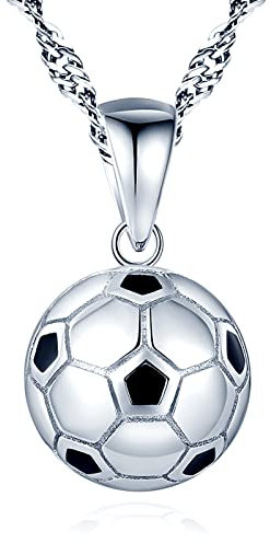 Yumilok Damen Halskette aus 925 Sterling Silber Kugel mit Anhänger Fußball Damen Halskette Kette für Damen Kinder