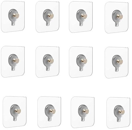 zukent 12 Pcs Self Adhesive Hanging Nail Wall Screw Hook Nail Waterproof Nail Free No-Trace No Drilling Punch-Free Screw Nail Wall-Mounted for Bathroom Kitchen Hanging Keys Plugs Towels Office Closet