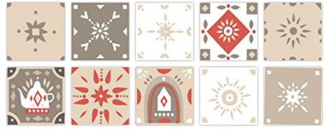 BOVZOX Autocollants Carreaux Mosaïqu Motif floral marocain 10CM*10CM*10PCS Papier Peint de Carrelage Auto-Adhésif, PVC Stickers Carrelage Autocollant, mosaïque Autocollants Adhésifs, Autocollant Tuile