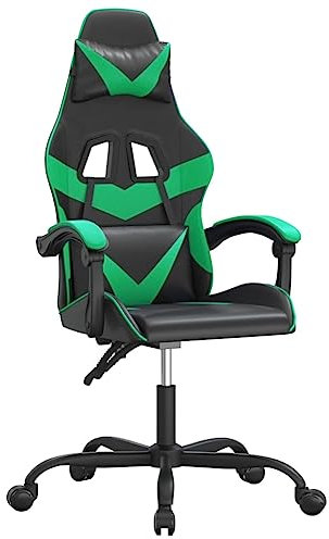 vidaXL Gaming Stuhl, Bürostuhl Drehbar Höhenverstellbar, Schreibtischstuhl Verstellbare Rückenlehne, Drehstuhl Chefsessel, Schwarz Grün Kunstleder