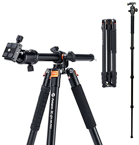 Fotopro Trépied Horizontal pour Appareil Photo, 184 cm avec Colonne Centrale Multi-Angle, Monopode avec tête sphérique en Aluminium, Plaque QR, Sac de Transport, trépied Horizontal pour Appareil