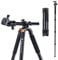 Fotopro Treppiede orizzontale per fotocamera, treppiede da 190,5 cm con colonna centrale multiangolare, monopiede con testa a sfera in alluminio, piastra QR, borsa per il trasporto, treppiede