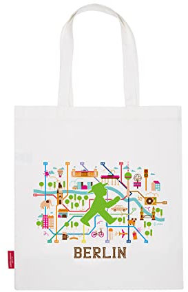 AMPELMANN Stoffbeutel | Netzplan | 38 x 40 cm | 100% Baumwolle | weiß | Berliner Netzplan | Einkaufstasche