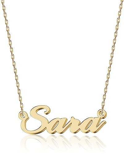 UMAGICBOX Collana personalizzata con nome, in acciaio inossidabile 316, placcato oro 18 K, artigianale, 14 stili di carattere e 4 colori a scelta, confezione elegante