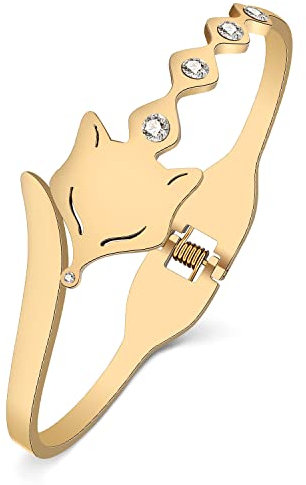 LONYOO Niedliche Fuchs Armbänder Edelstahl Armband für Frauen Mädchen Schmuck 18K Gold Armband Fuchs Geschenke (Vergoldet)