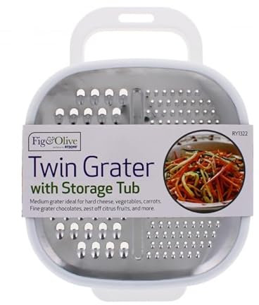 Twin Grater with Storage Tub Ideal for Hard Cheese, Vegetables Graters for Kitchen Manual Hand Grater with Storage