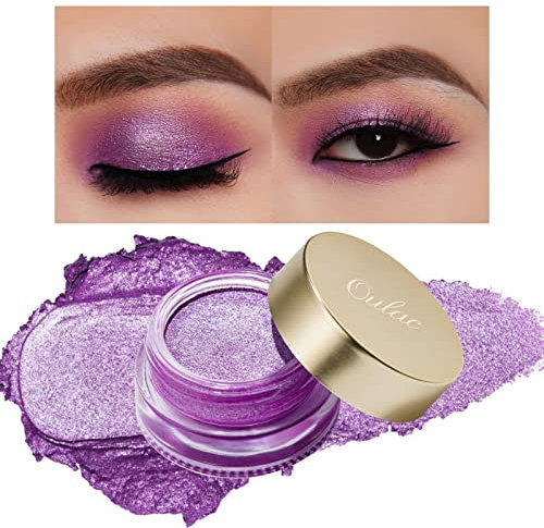 Oulac Glitzer Lidschatten Violett| Hochpigmentierter Creme-Lidschatten| Wasserfest & Langlebig| Metallisch schimmernde Finish| Verblendbar & Faltenfreies Augen-Makeup|Vegan |06g (13)