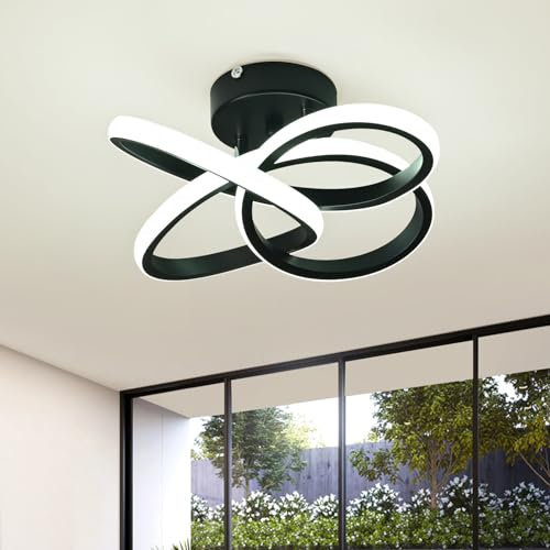 Deckenlampe,36W LED Deckenleuchte,6000K Modern Kreative Minimalistische Deckenlampen,Deckenbeleuchtung Lampen für Balkone Flurgarderobe Schlafzimmer Badezimmer Flur Keller Küche Gang Balkon Schwarz