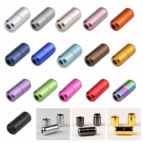 SHTGOI Lot de 20 capsules en métal pour lacets Lazy - Boucle - Fermeture à capsule - Lacets élastiques - Fermeture à capsules - Pour enfants et adultes, jaune, 18*8mm