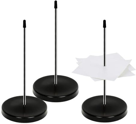 DDKY 3 Piezas Porta Pedidos Restaurante, Pincho para Recibo Papel-Tray Porta Recibos de Acero para Recibo de Escritorio de Restaurante Memo Recibo de Escritorio Restaurantes Cafés Oficinas-Negro