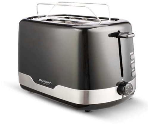MICHELINO Toaster 2-Scheiben Toastautomat mit integriertem Brötchenaufsatz schwarz