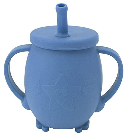 Silikon-Baby-Trainingsbecher, Pinguin, Kleinkind-Lernbecher, Tassen, Kleinkinder, Kinder für Trinkbecher, Wasserbecher, Becher mit 230 Ml Tassen (Dunkelblau)