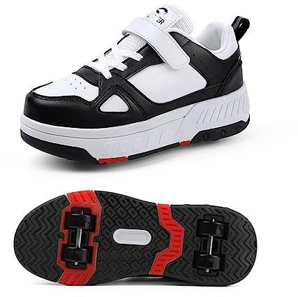 Schuhe Mit Rollen Für Jungen Mädchen, Skateboardschuhe Sportschuhe Turnschuhe Kinder Erwachsene, 2 In 1 Multifunktionale 4 Rollen Rollschuhe Mit Rollen Skate Schuhe Trainer Sneakers Rollen Schuhe ( Co