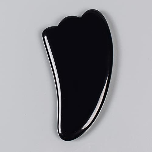 Schwarzer Obsidian-Werkzeug-Gesichtsroller Gua Sha-Werkzeugsätze Naturstein-Kristall- Massage, Guasha-Werkzeug Voller Textur