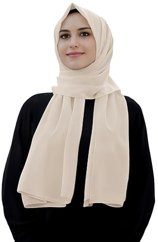 Lina & Lily Medina Seide Hijab Kopftuch Schal für Muslimische Frauen (Beige)