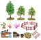 ifundom 4 Sets Hausbaum Modell Mini Obstbaum Mini Hundehütte Sandtisch Obstbaum Simulation Zaunmodell Mikroskopisches Bauernhaus Künstlicher Obstbaum Simulation Obstbaum