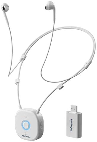 Holdsound Cuffie Wireless per TV - Cuffie per TV con Trasmettitore USB (Ottico, 3,5 mm), Controllo del Volume del Bilanciamento L/R, Configurazione Semplice per Anziani, 30 M, 15 Ore