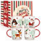Joymaking Weihnachten Tasse 4er Set, Frohe Weihnachten Tasse mit Rentier Weihnachtsmann Schneemann Pinguin, Urlaub Tassen mit festlichen Design, Weihnachtsgeschenke für Familie Freunde 310ml