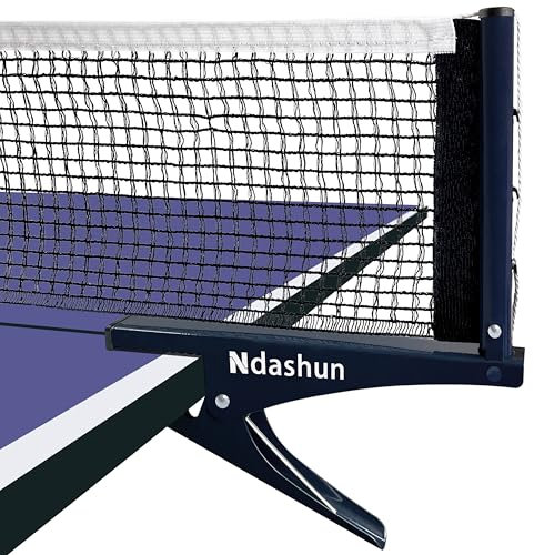Ndashun Premium Ping Pong Net with Clamps, Collapsible Table Tennis Net and Post Set, Spring Activated Clip, Tension Adjustable Mesh, Portable and Easy Setup (Navy)