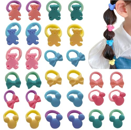 Haargummi mit Haaren Mädchen Baby Blume, 30 Stück Baby Mädchen Haargummi, Flauschige Pferdeschwanz Halter Haarspangen für Frauen Haarschleifen Mädchen Kinder Kleinkind Haarschmuck, 2 cm