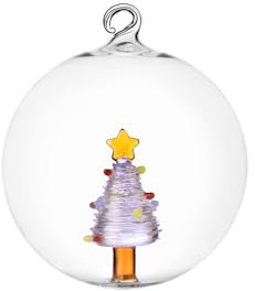 Ichendorf Christmas Tales Pallina Sfera Albero di Natale Rosa con Stella 8cm Vetro Borosilicato
