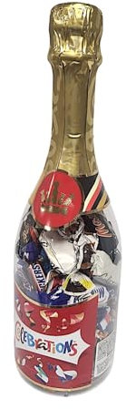 Celebration Chocolate Champagne Bottle 312g Mix of Milk Chocolates filled & Biscuits Coated ideal Festive Gift Hamper