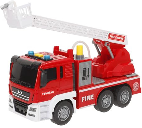 ColorBaby Speed & Go 39063 Feuerwehrauto, Spielzeug mit Lichtern und Geräuschen, interaktiver Kran und Schlauch, echtes Wasser, Reibungssystem, Maßstab 1:14, Rettung, für Kinder ab 3 Jahren