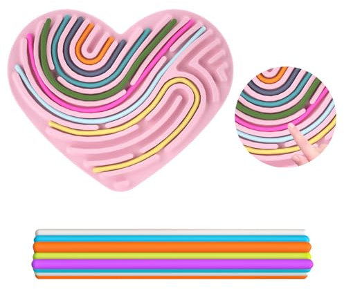 Heart Cuore Sensorik Activity Board, Rosa Silicone Sensory Fidget Gioco Toys con 11 Aste per Bambini dai 3 Anni e Adulti, Giocattolo Sensoriale Double Face per Alleviare lo Stress, ADHD e Autismo