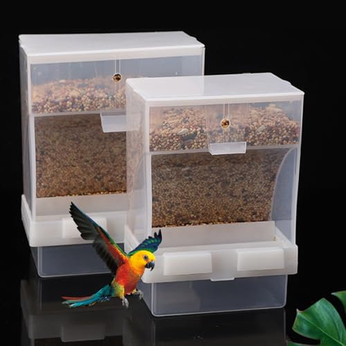 Sipiris Automatischer Futterspender für Vögel 2PCS Futterspender Vögel Futterautomat Vogelkäfig Automatischer Futterspender Vogel für Wellensittiche Kanarienvögel Lebensmittelbehälter (450g＋450g)